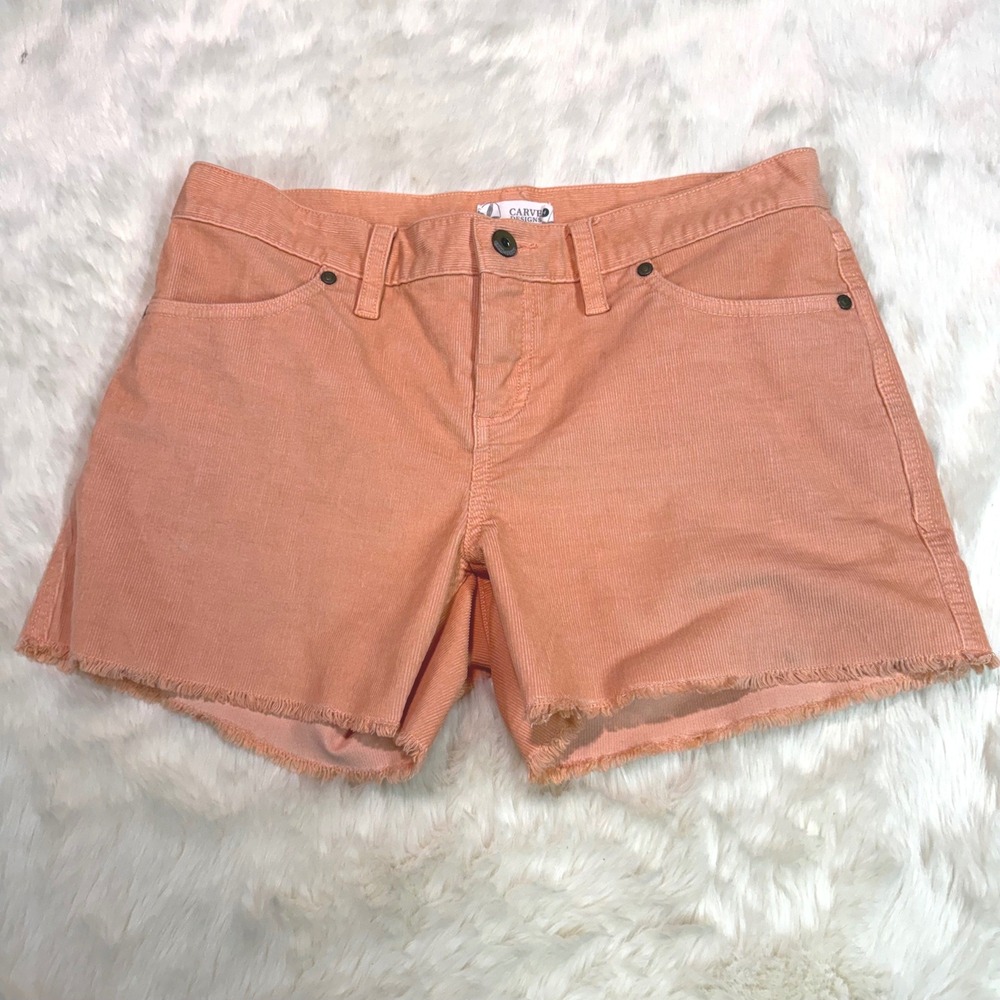 Carve Designs Dog Town Corduroy Shorts Womens 4 Peach Frayed Hem Raw Edge